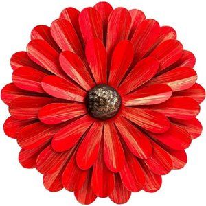 Red Metal Flowers WallDecor Metal WallArt Decorations Hanging For Indoor Outdoor
